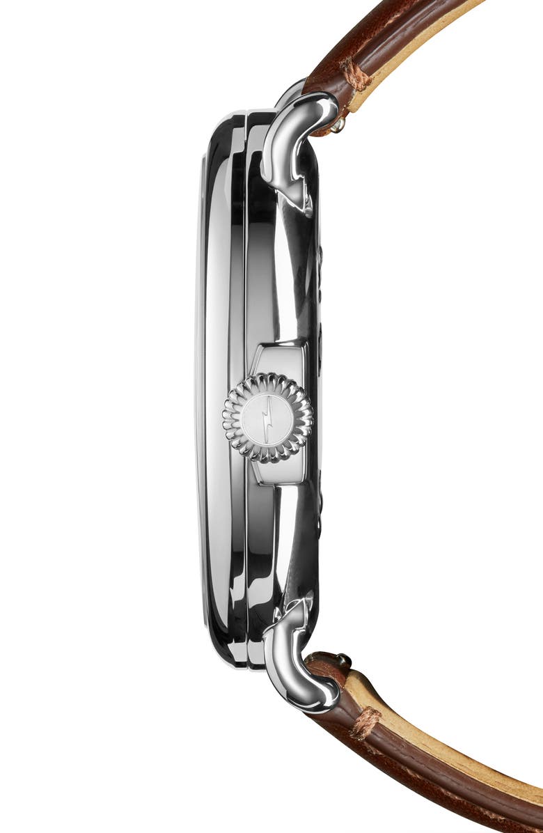 Shinola Runwell Leather Strap Watch, 47mm, Alternate, color, 