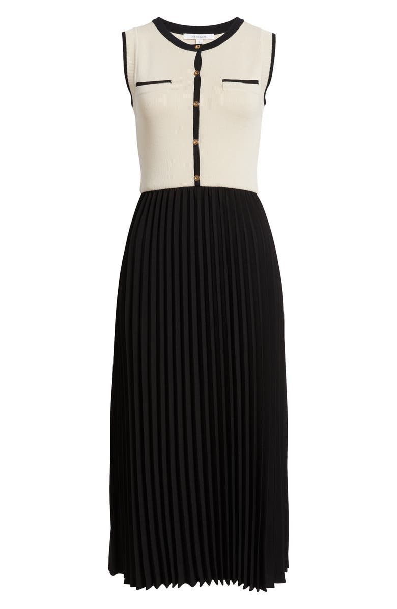 ZOE AND CLAIRE Mixed Media Pleated Midi Dress, Alternate, color,