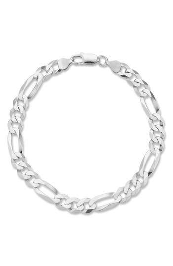 Yield Of Men 11mm Figaro Chain Bracelet In Silver