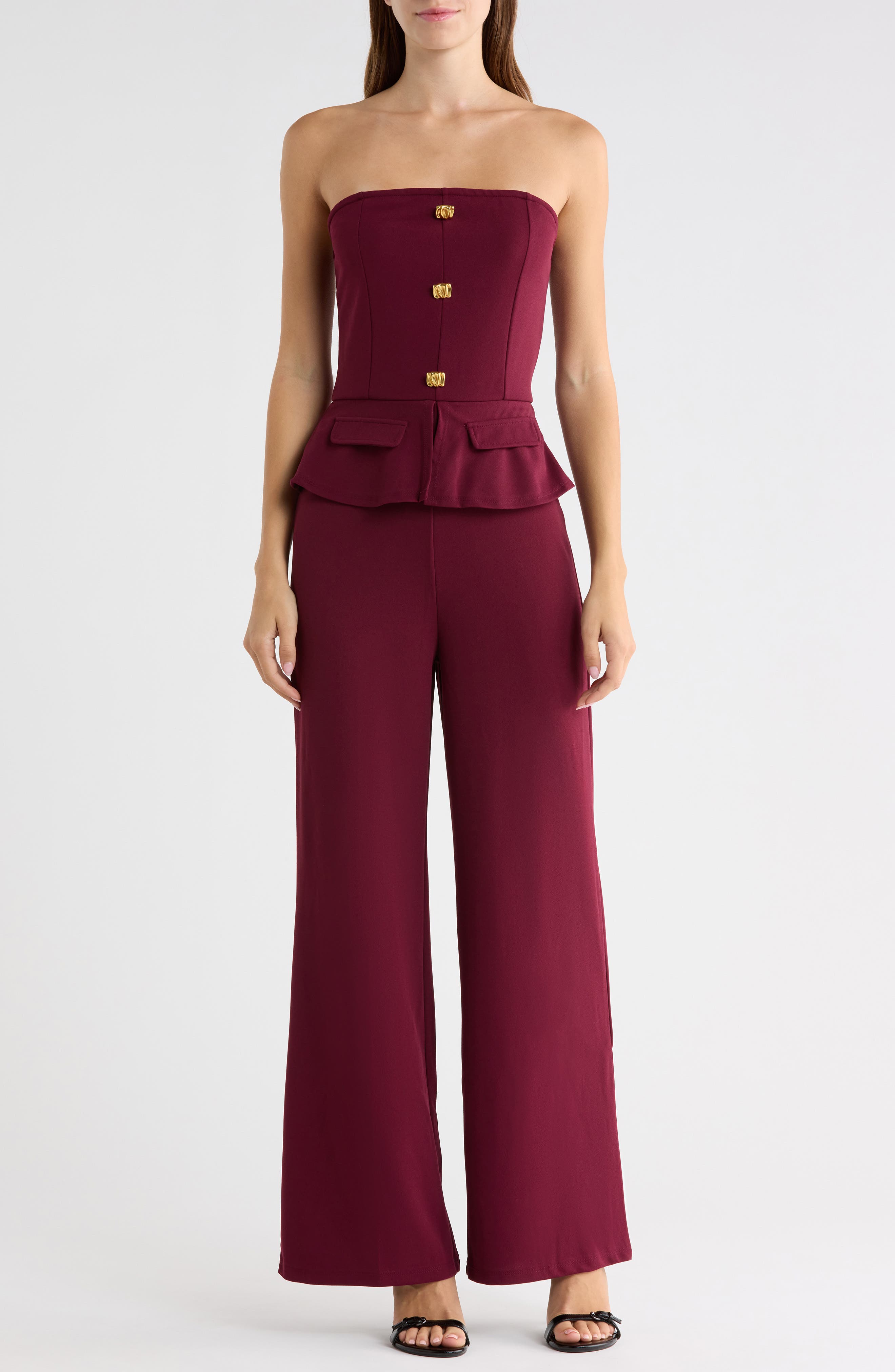 Strapless Peplum Jumpsuit