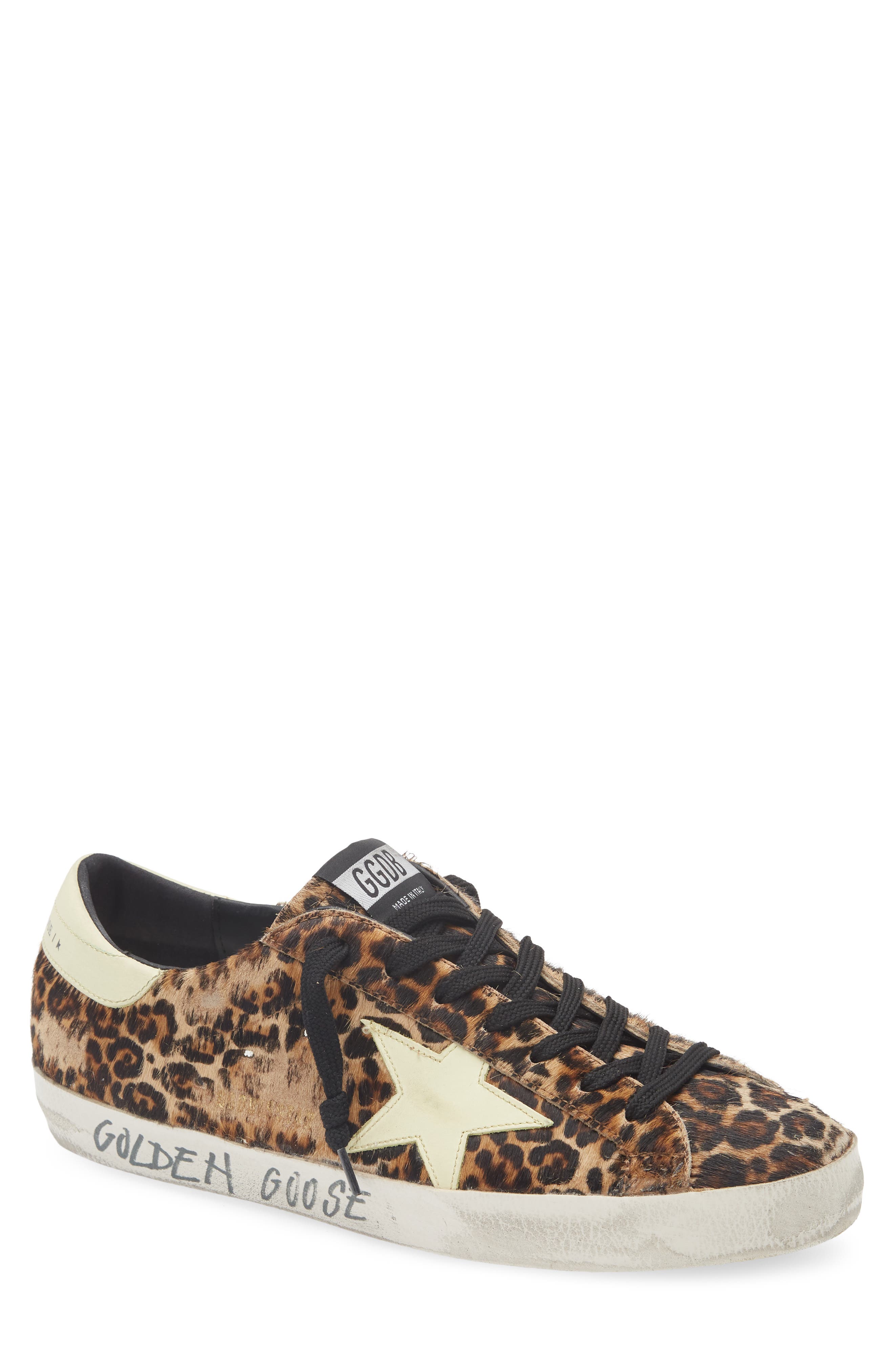 Golden Goose Super-Star Leopard Print Genuine Calf Hair Sneaker, Main, color, 
