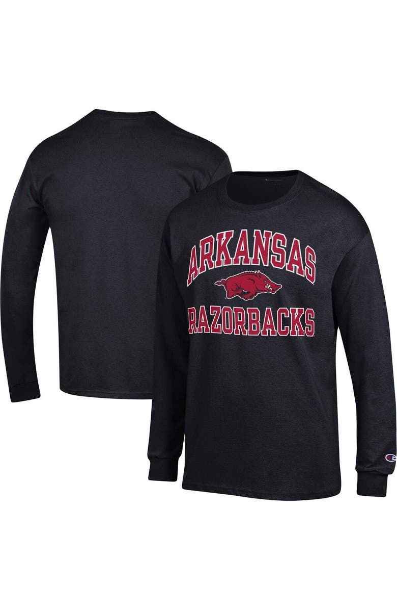 Champion Men's Champion Black Arkansas Razorbacks High Motor Long Sleeve T-Shirt, Main, color, 