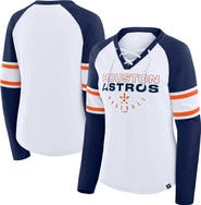 FANATICS Women's Fanatics White/Navy Houston Astros Blitz Package Raglan Lace-Up V-Neck Long Sleeve T-Shirt