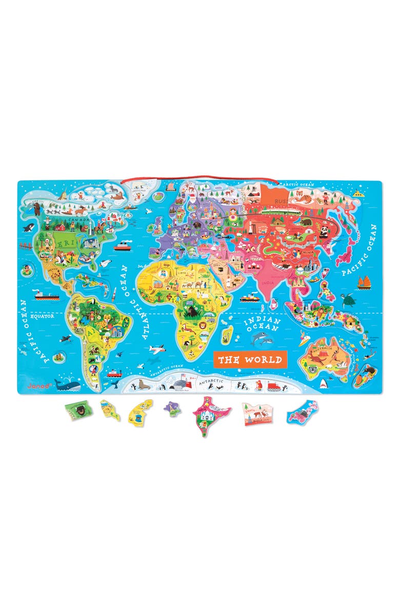 Janod 93-Piece Magnetic World Map, Alternate, color,