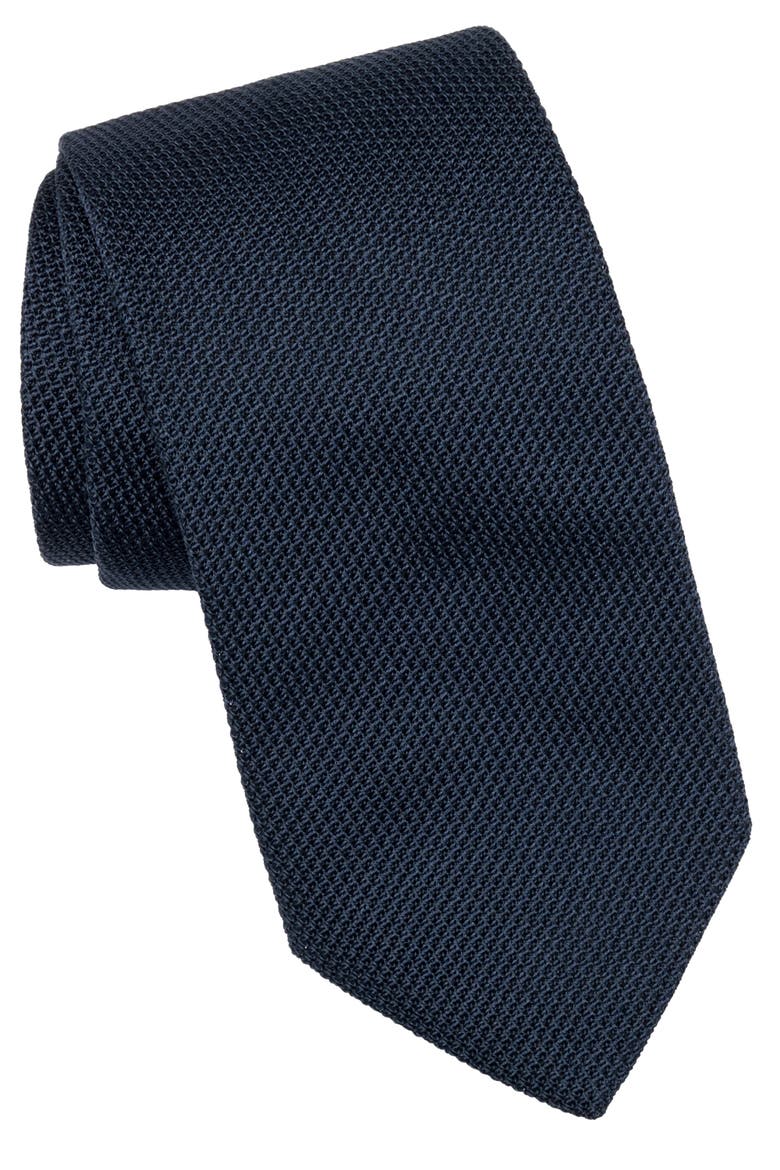 Cavour - Silk Grenadine Tie for Men, Main, color, Dak Navy