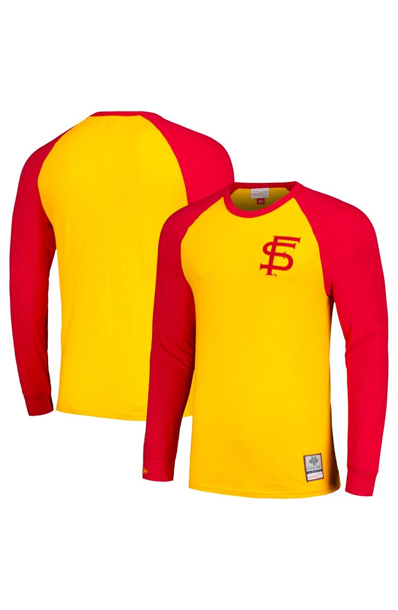 Mitchell & Ness Men's Mitchell & Ness Gold Florida State Seminoles Legendary Slub Raglan Long Sleeve T-Shirt, Main, color, 