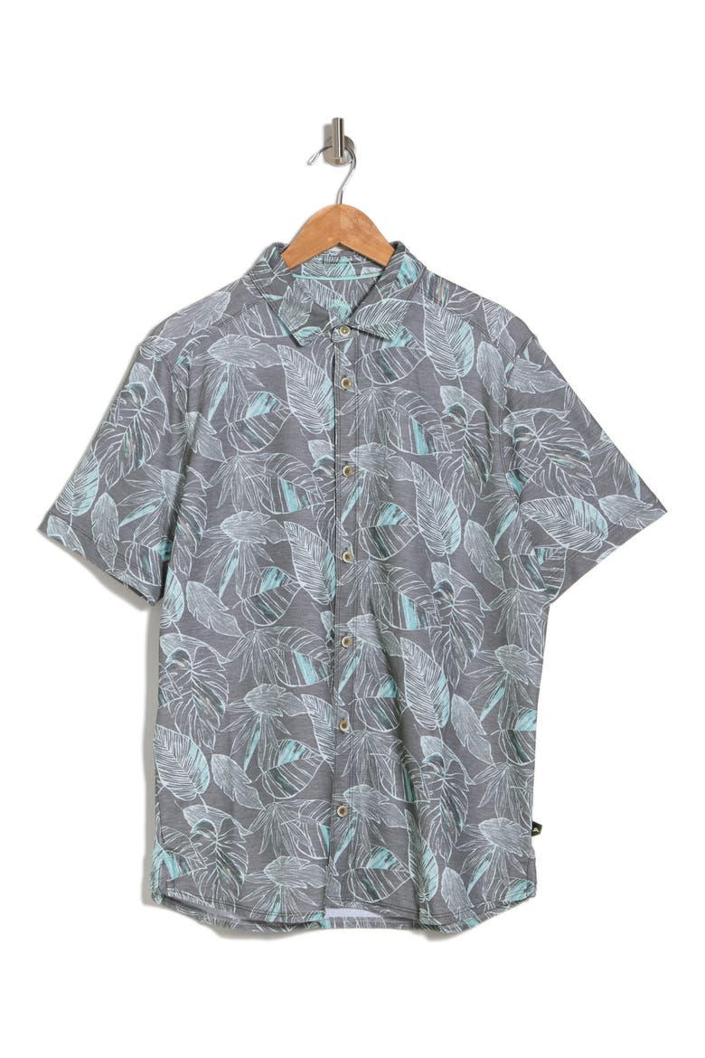 Bonita Cove Short Sleeve Button-Up Camp Shirt, Alternate, color, DARK FERN
