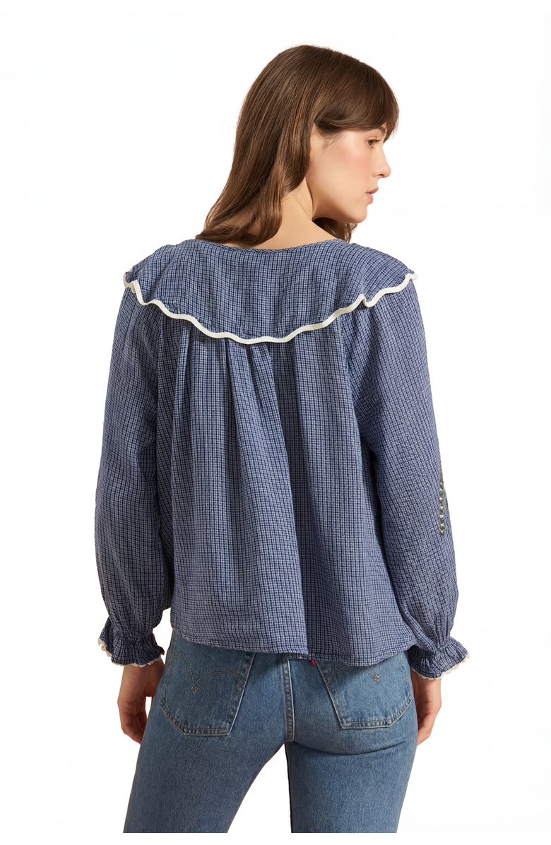 If Only If Katharine Blouse, Alternate, color, Denim Check