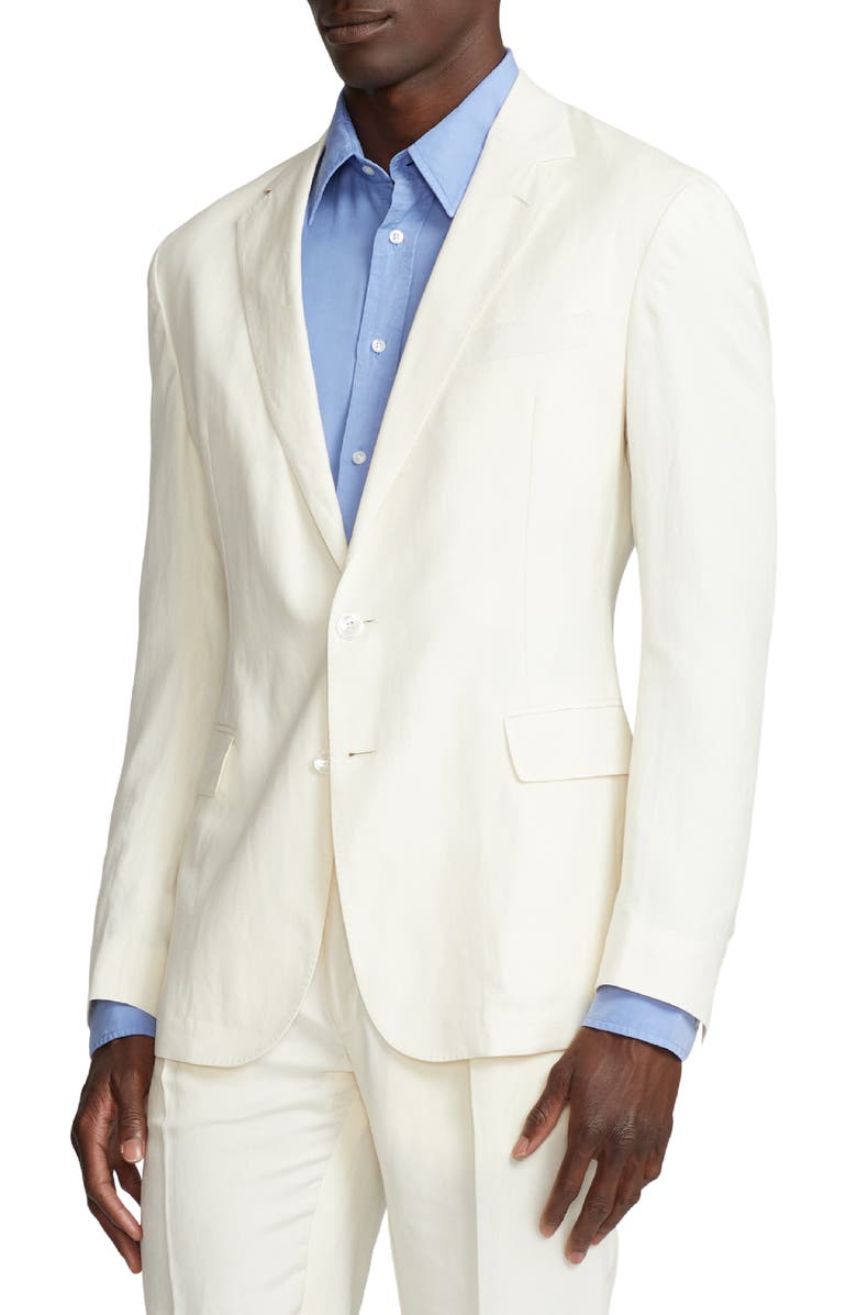 Ralph Lauren Purple Label Hadley Silk & Linen Canvas Sport Coat, Alternate, color, Classic Cream
