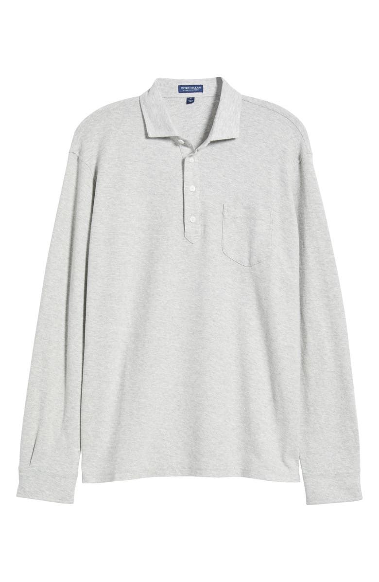 Peter Millar Croxley Long Sleeve Cotton & Linen Pocket Polo, Alternate, color, 