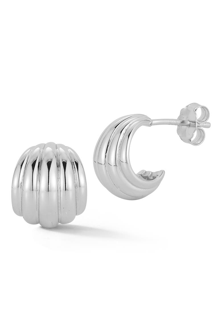 Shell Rib Stud Earrings, Main, color, SILVER