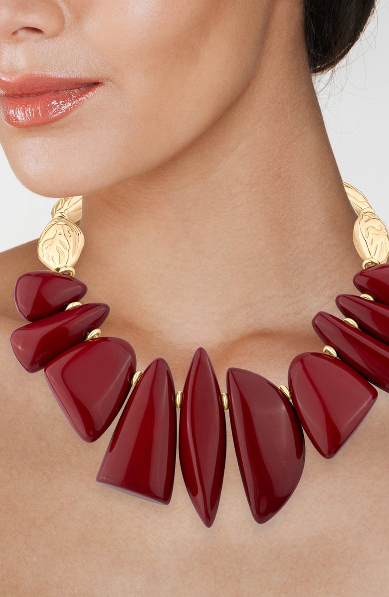 JARDIN Mutishape Nugget Collar Necklace, Alternate, color, Red/ Gold