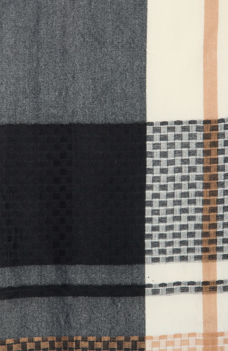 Vince Camuto Textured Colorblock Scarf, Alternate, color, Black Grey Neutral