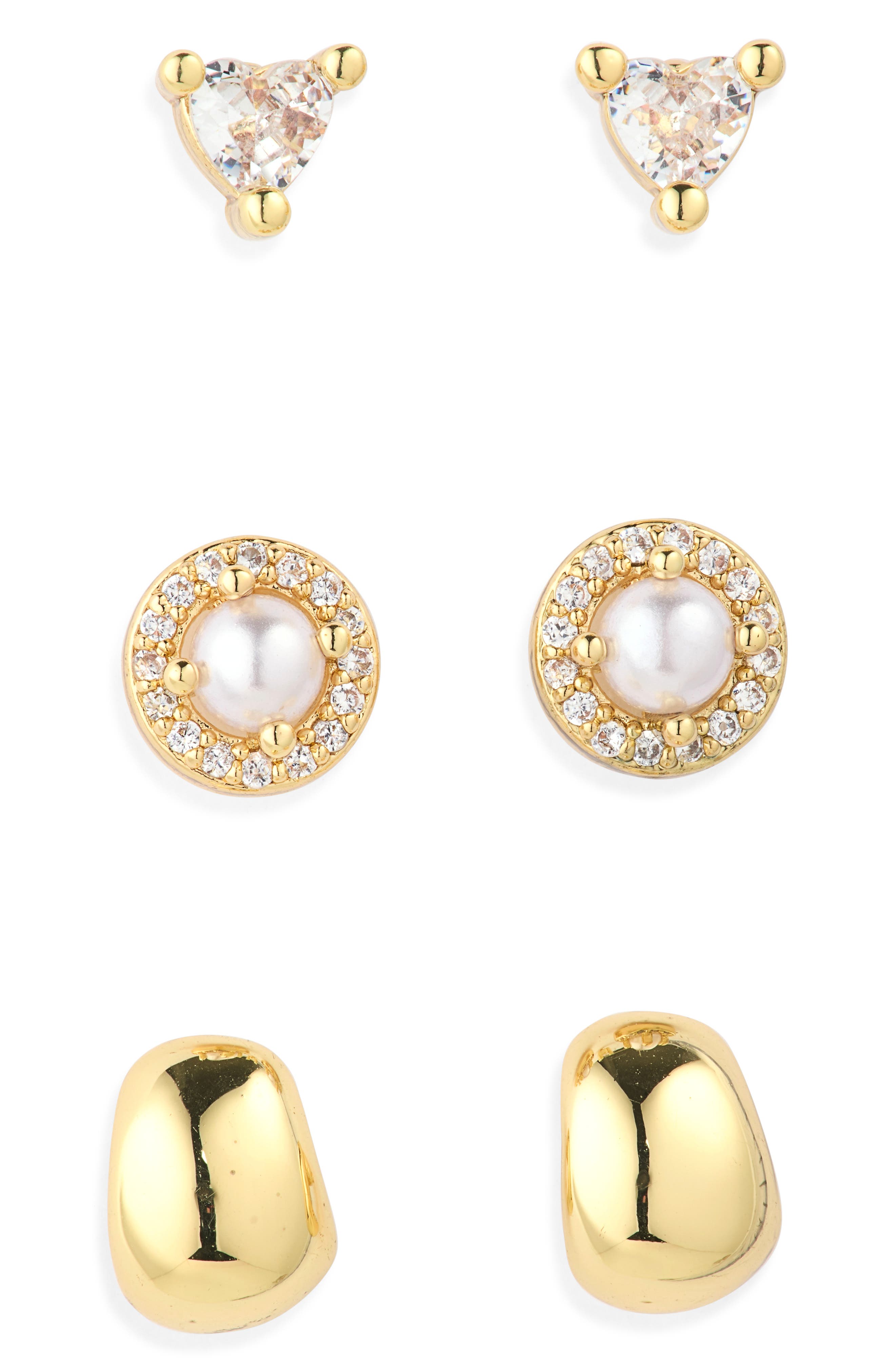 3 Pairs of Stud Earrings