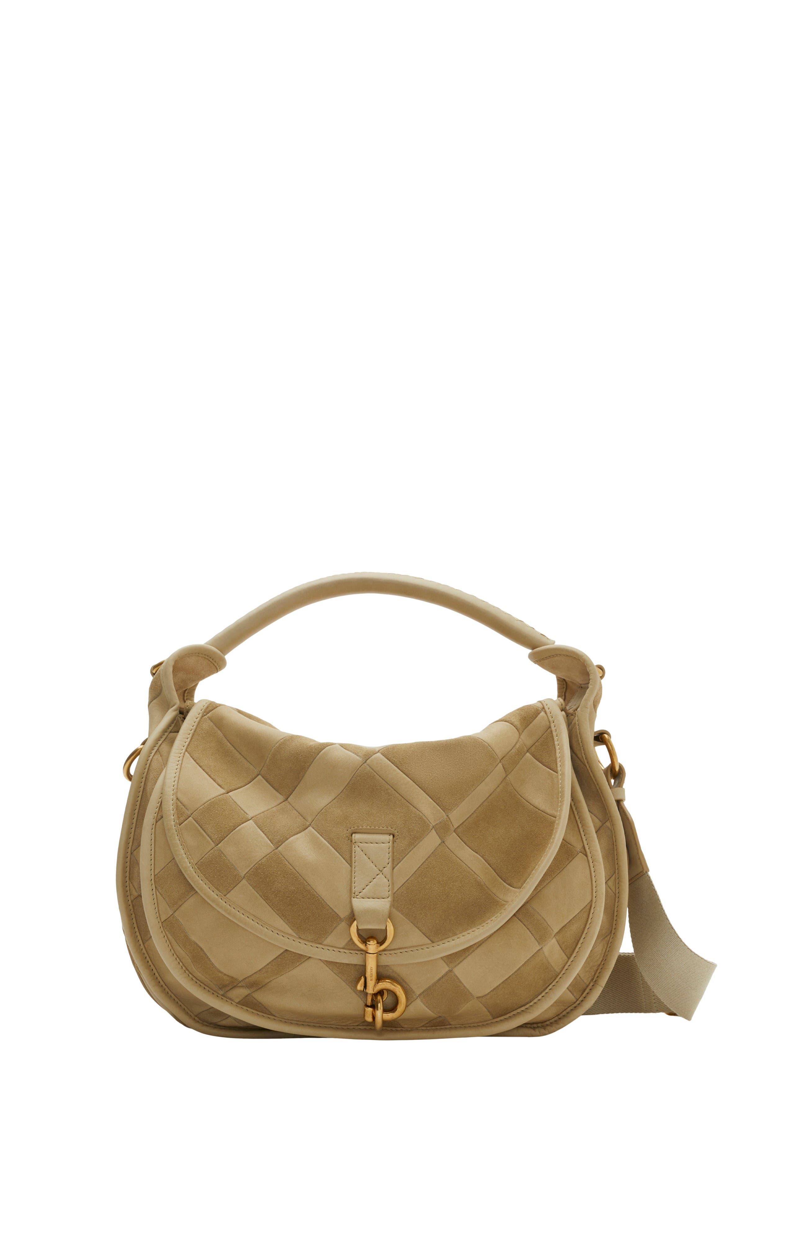 Burberry Medium B Clip Messenger Bag, Main, color, Sandstorm