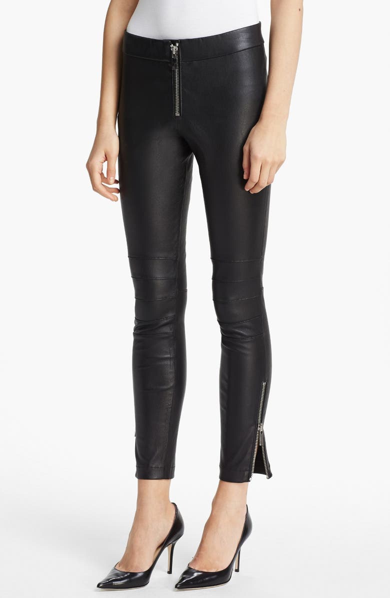 Elizabeth and James 'Addison' Lambskin Leather Moto Pants, Alternate, color, 