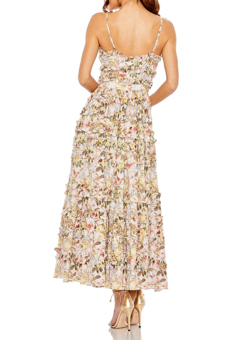 Women’s Floral Print Tiered Ruffle Midi Dress, Alternate, color, IVORY MULTI