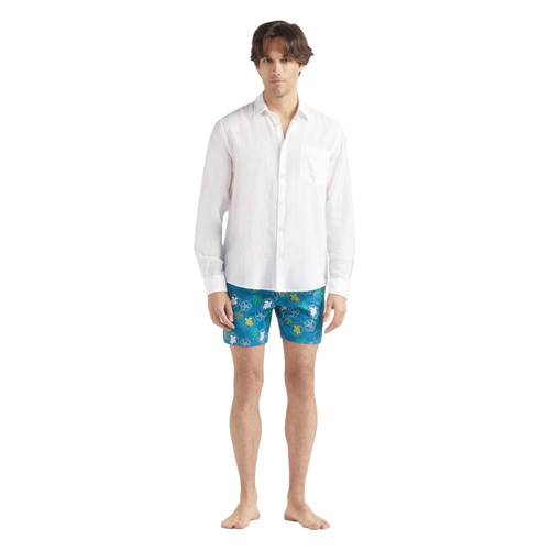 Vilebrequin Solid Linen And Cotton Shirt In Blanc