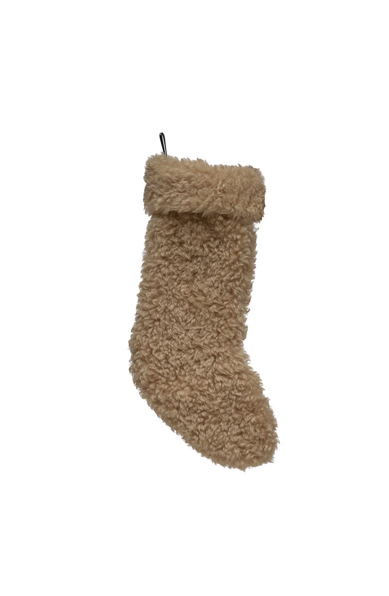 Storied Home Tufted Fabric Stocking, Tan, Main, color, 