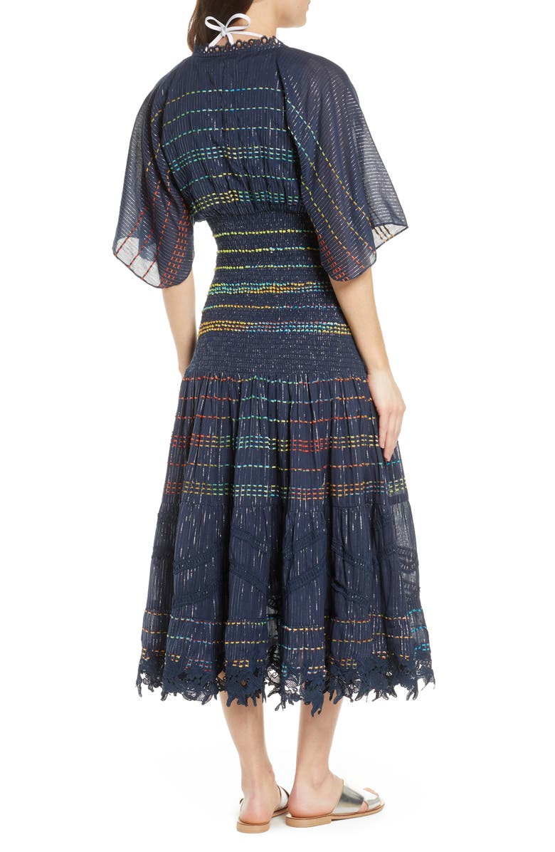 Hemant & Nandita Smocked Stripe Cover-Up Dress, Alternate, color, 