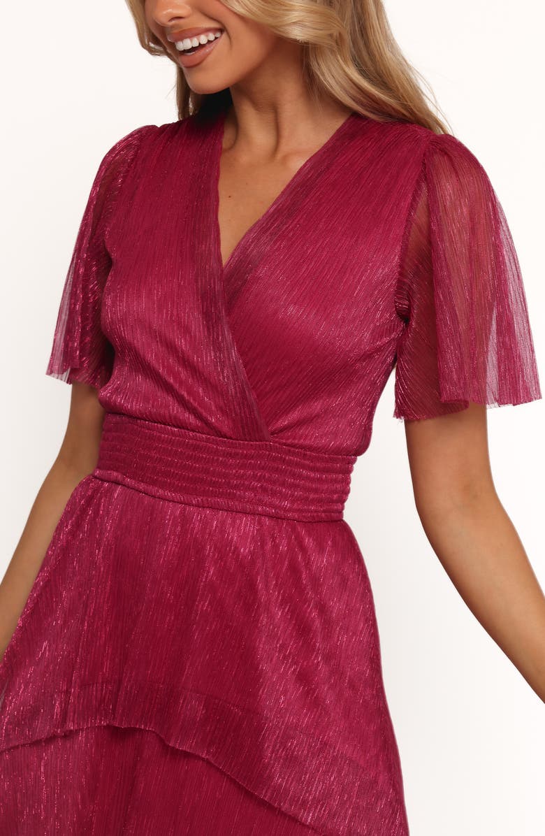 Petal & Pup Jasmin Short Sleeve Tiered Midi Dress, Alternate, color, Pink