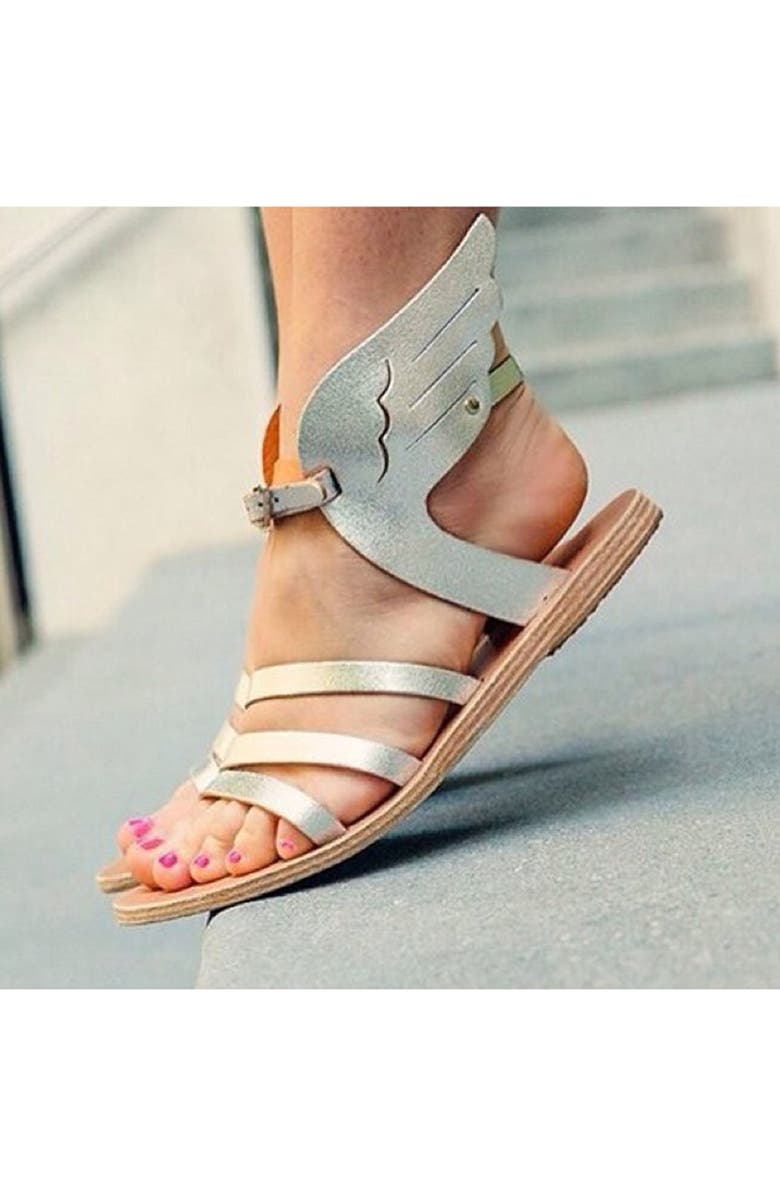 Ancient Greek Sandals 'Ikaria' Winged Metallic Leather Sandal, Alternate, color,
