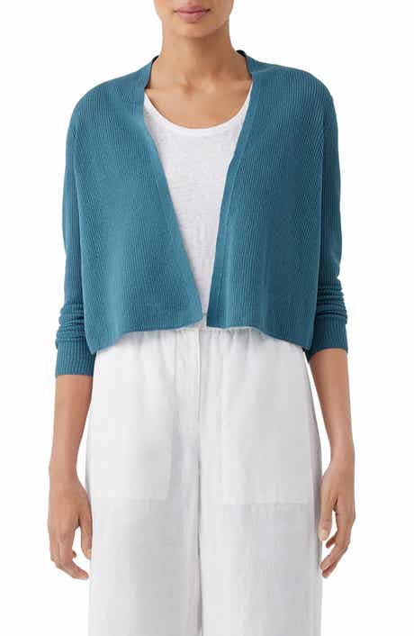 Eileen Fisher Ribbed Organic Linen & Cotton Cardigan