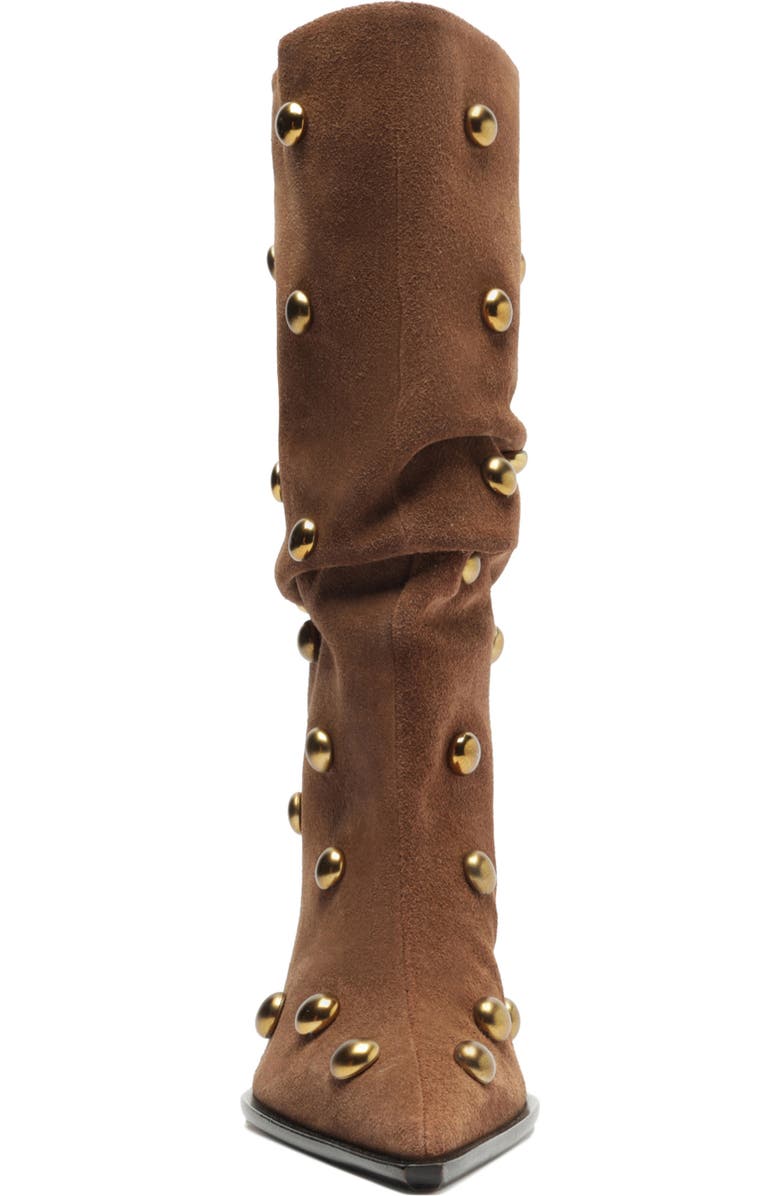 Schutz Tulsa Stud Pointed Toe Boot, Alternate, color, Pecan Brown
