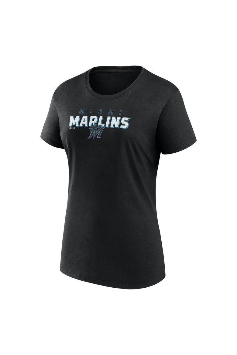 Women's Fanatics Black Miami Marlins Lean T-Shirt, Alternate, color, Black