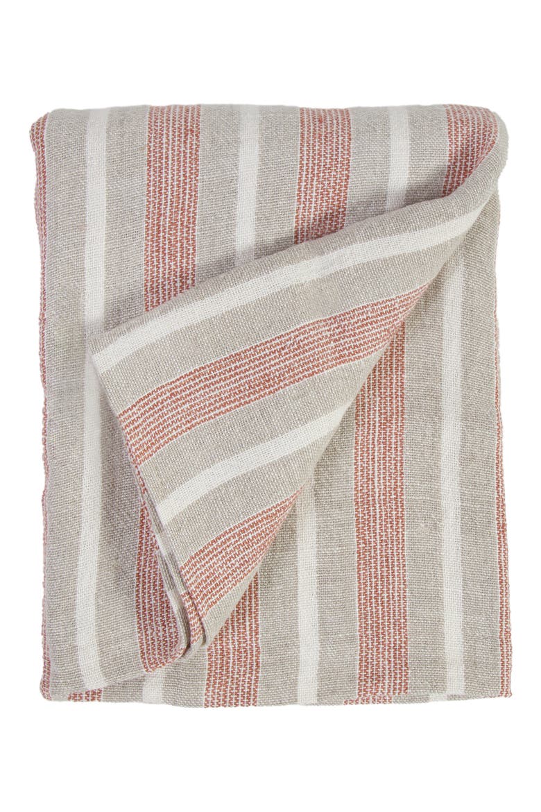 Montecito Stripe Linen Throw Blanket, Main, color, TERRA COTTA/NATURAL