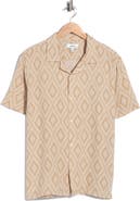 JASON WU Geometric Print Linen Blend Camp Shirt