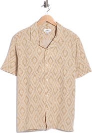 JASON WU Geometric Print Linen Blend Camp Shirt