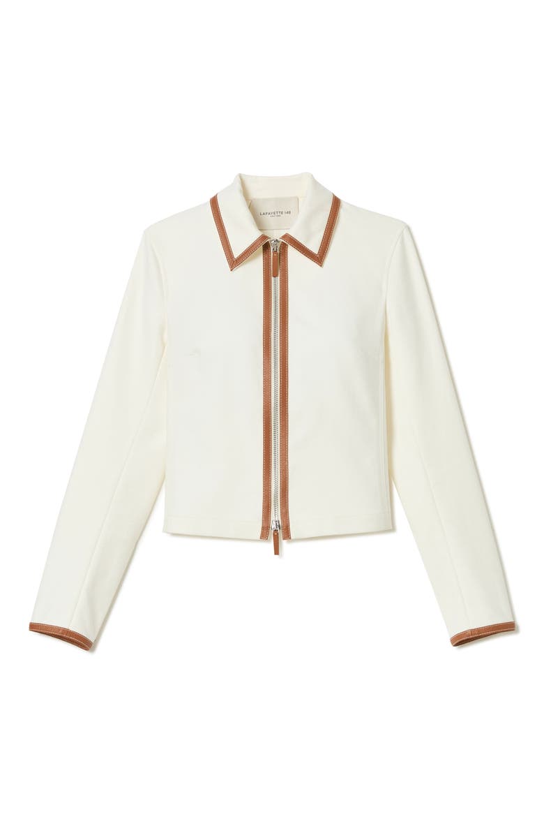 Collared Cotton Twill Zip Jacket, Alternate, color, WHITE