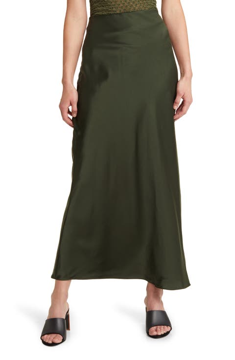 Silk Column Maxi Skirt