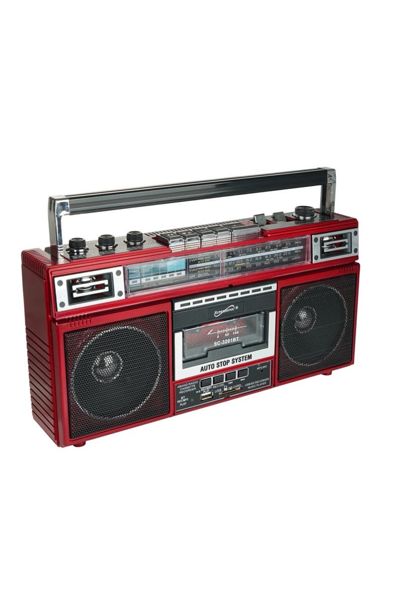 Retro Radio Speaker & Cassette Player Bluetooth, Alternate, color, Red