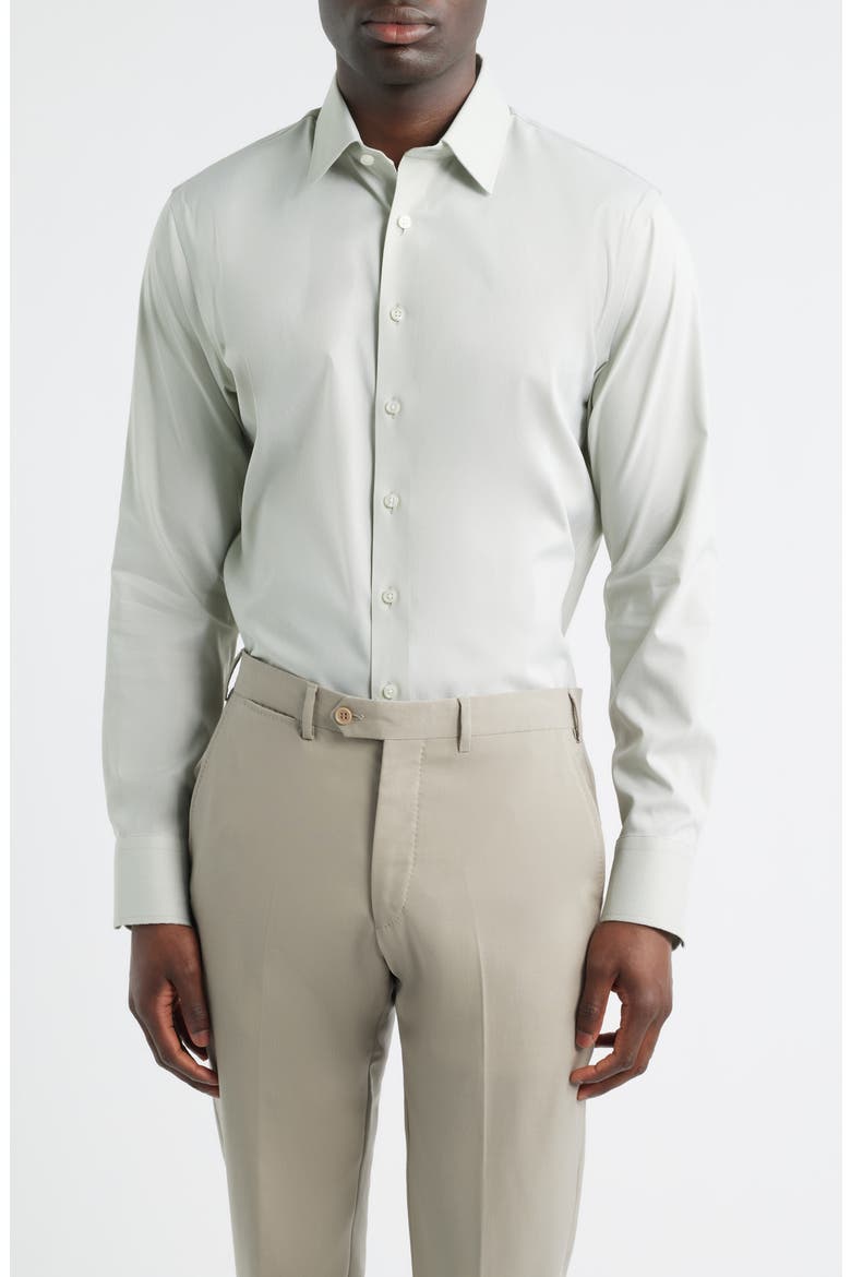 Trim Fit Premium Performance Dress Shirt, Main, color, GREEN MATTEO DOBBY
