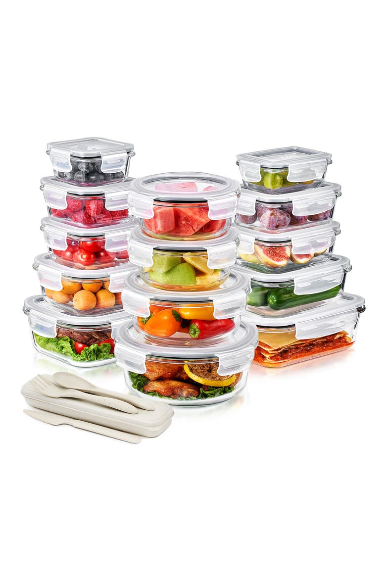 14-Pack Glass Food Prep Storage Containers, Alternate, color, CLEAR
