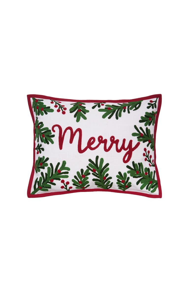 C&F Home Merry Botanical Sprig Christmas Pillow, Main, color, Green