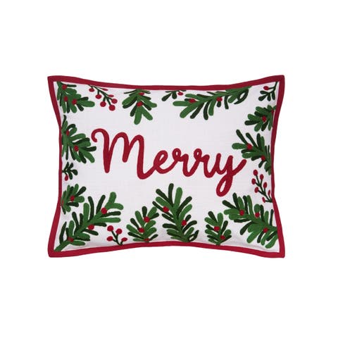 Merry Botanical Sprig Christmas Pillow