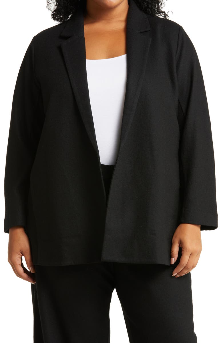 Eileen Fisher Open Front Long Wool Blazer, Main, color,