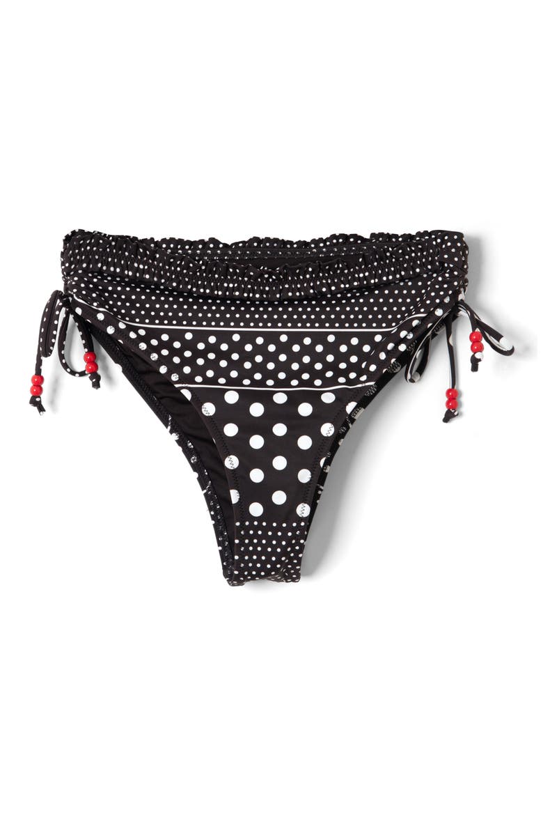 Mixed Dot String Bikini Bottoms, Alternate, color, BLACK/ WHITE MULTI