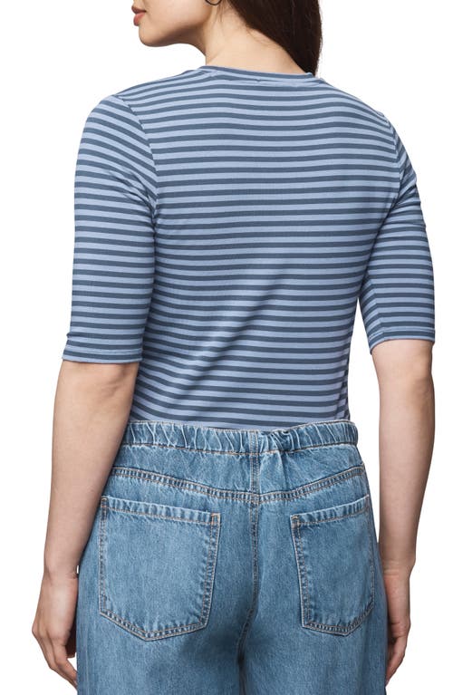 Splendid Quarter Sleeve Stripe Top In Blue