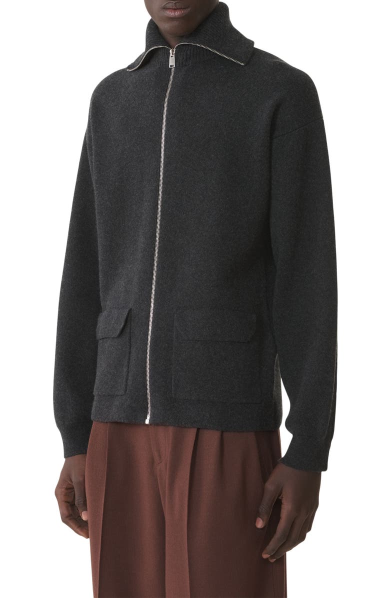 Lanvin Cashmere Zip Cardigan, Alternate, color, Heather Grey