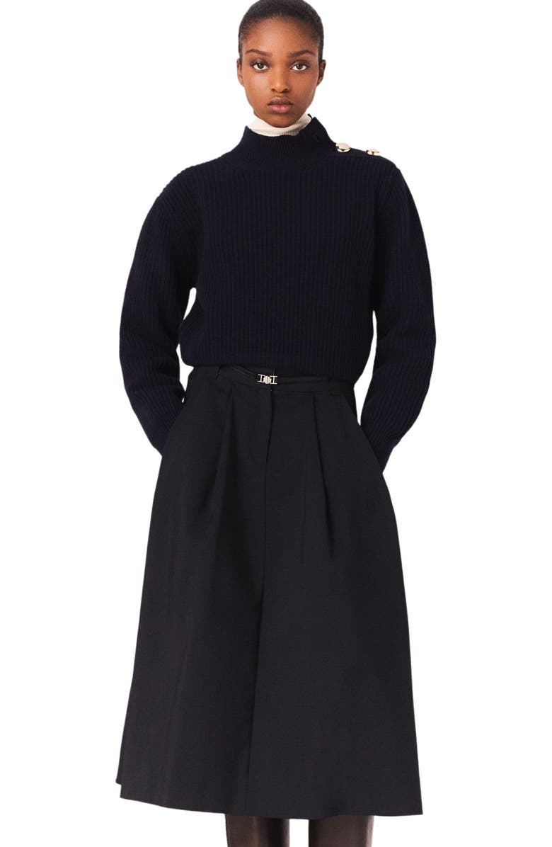 maje Wool roll-neck sweater, Main, color, Navy