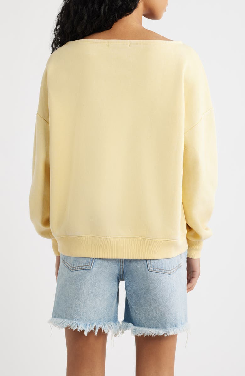 Vinyl Icons Malibu Off the Shoulder Graphic Sweatshirt, Alternate, color, Yellow