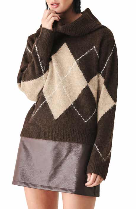 Argyle Cowl Neck Sweater