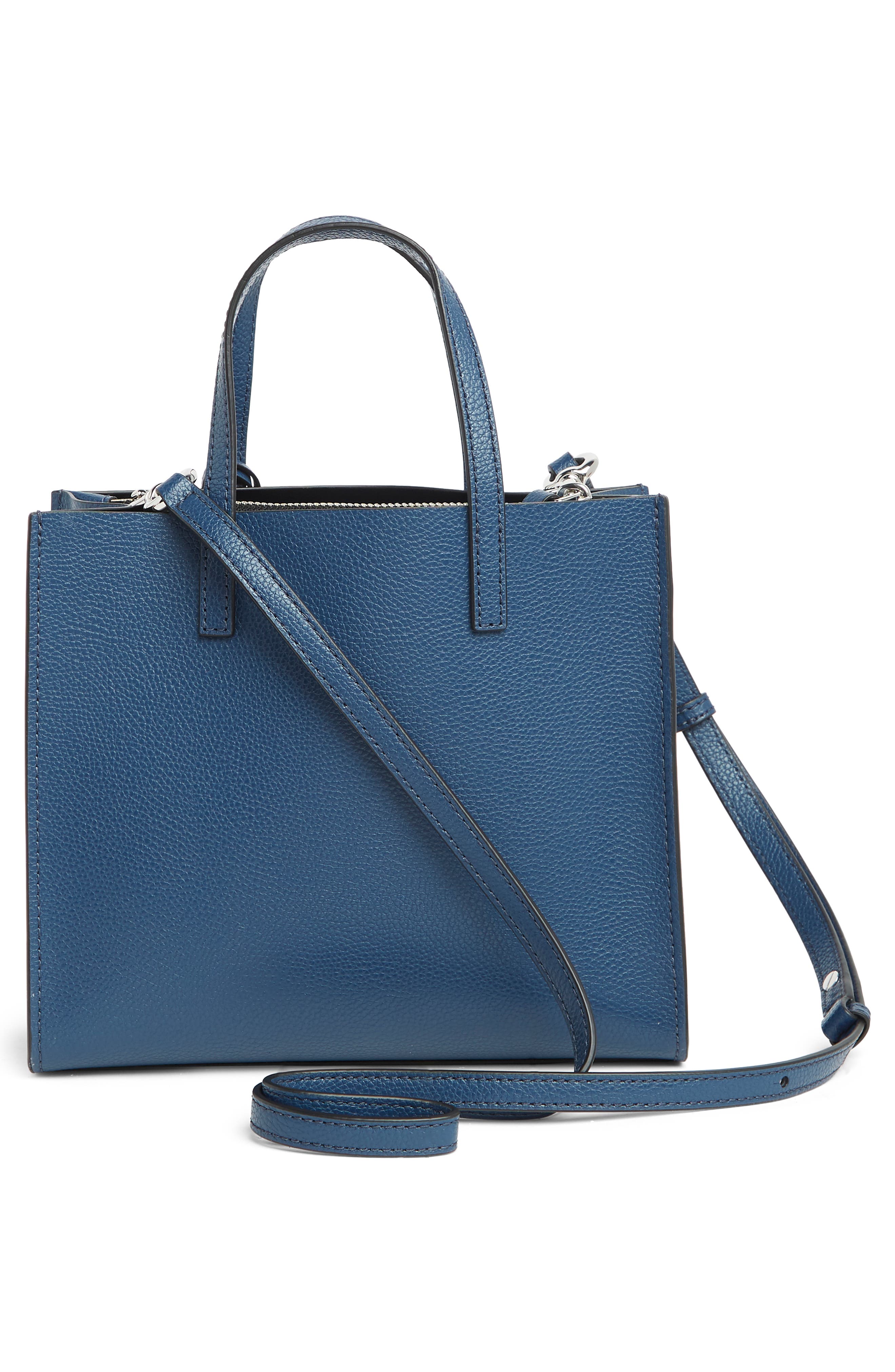 Mini Grind Coated Leather Tote, Alternate, color, AZURE BLUE
