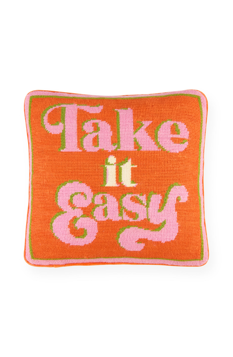 Take It Easy Needlepoint Pillow