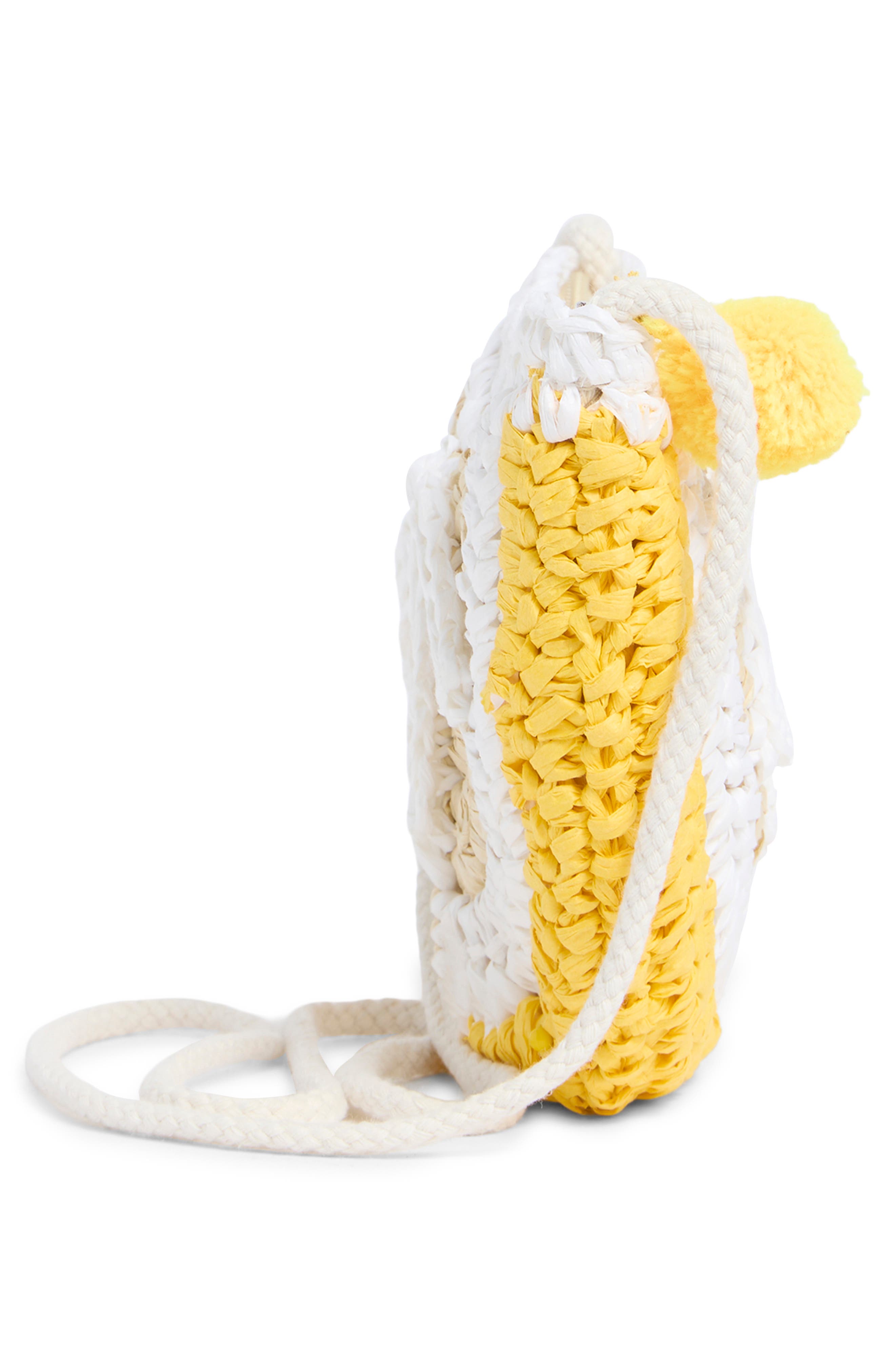 Kids' Lemon Crochet Straw Handbag, Alternate, color, YELLOW