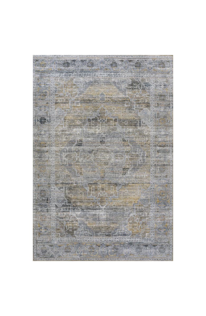JONATHAN Y Alanya Ornate Medallion Machine-Washable Area Rug, Alternate, color, Gray/Mustard